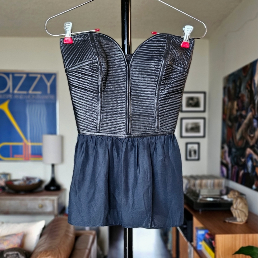 Parker Leather & Silk Sweetheart Corset Top